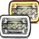 CO LIGHT 5x7 7x6 Inch Rectangle Led Headlight Bright High Low Beam H6054 White Amber DRL, Compatible with XJ Wrangler YJ Replacement H5054 H6054LL 2PCS