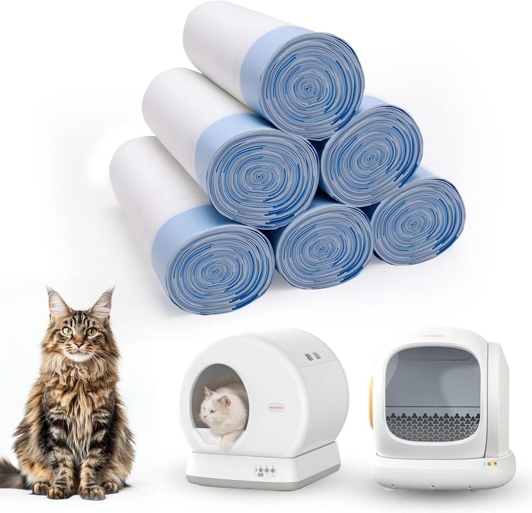 120 Count Self-Cleaning Cat Litter Box Liners Bag, Compatible with MeoWant-SCO1 and MeoWant-SCO2, Thick Heavy Duty Drawstring Replacement Cat Litter Box Liners-18"x 12.6" (Blue)