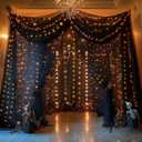 6 Panels Black Ceiling Drapes with Lights for Weddings Tent Draping 5ftx30ft Wedding Photo Backgrounds Sheer Curtains Tulle Ceiling Drapery Wedding Decorations for Party Ceremony Stage Swag