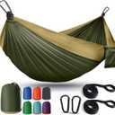 Camping Hammock Lightweight, Portable Hammocks Parachute Hammock with Two Tree Straps, Single or Double Travel Swing Nylon Camp Hammocks, Outdoor Essentials for Beach Backpacking Hiking