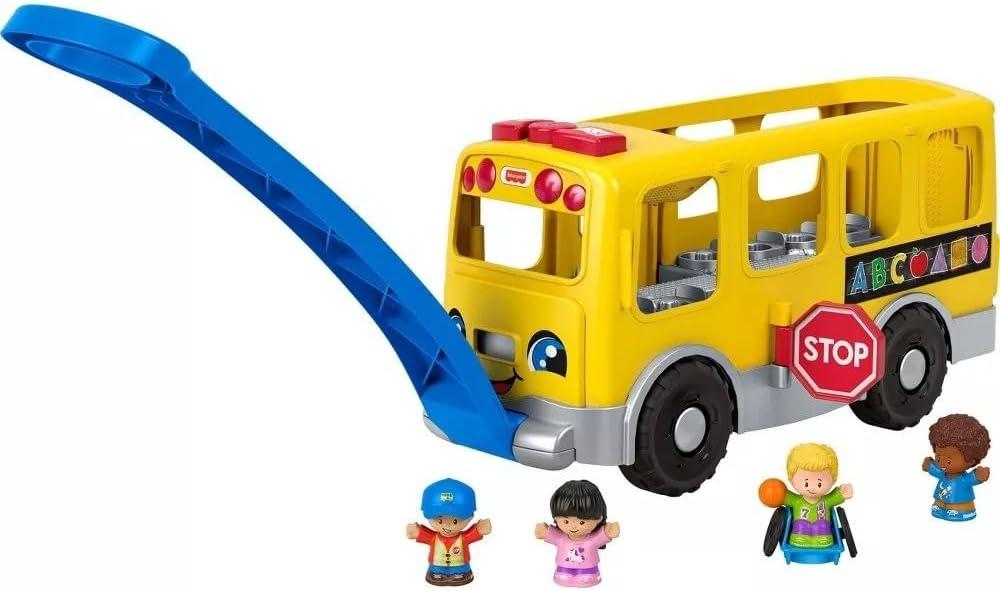 Fisher-Price Little People Toddler Learning Toy, Big Yellow Bus Musical Pull-Along Vehicle & 4 Figures for Pretend Play, Kids Ages 1+ Years, One Size