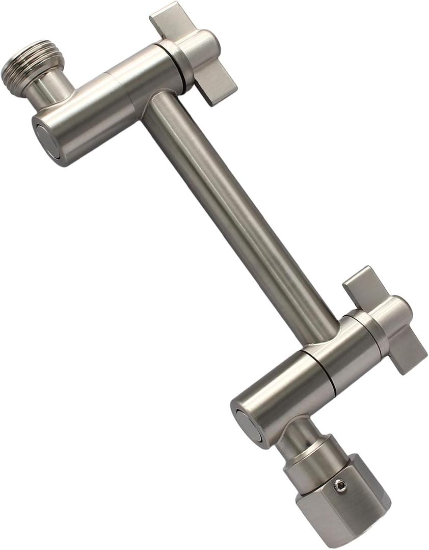 Litoexpe 4 Inch Shower Head Extension Arm, Brass Adjustable Shower Arm Extender for Rain and Handheld Shower Head, Brushed Nickel