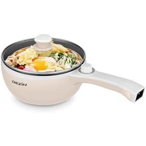 Dezin Hot Pot Electric Upgraded, Non-Stick Sauté Pan, Rapid Noodles Electric Pot, 1.5L Mini Portable Hot Pot for Steak, Egg, Fried Rice, Ramen, Oatmeal, Soup with Power Adjustment
