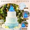 Baquler 4.8 Inch Castle Cake Topper Figurine Wedding Cake Topper Birthday Castle Tower Night Light USB Rechargeable Princess Nightlight for Valentine's Day Wedding Birthday Party Decor(Blue)