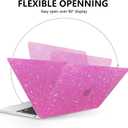 AKIT Compatible with MacBook Air 13 inch Case Sparkly 2025 2024-2022 M4 M3 M2 A3240 A3113 A2681, Glossy Glitter [Anti-Cracking] Hard Shell Laptop Case Cover for MacBook Air 13.6 inch 2025, Hot Pink