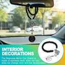 1 Pack Religious Car Mirror Cross  Steel Hanging Accessory for Drivers & Women Protective Charm