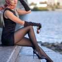 2 x ZIHUA 2 Pairs Sheer Tights for Women, 20 Denier Control Shaping Nylon Ladies Clear Pantyhose S-XL Black Nude (Black, L)