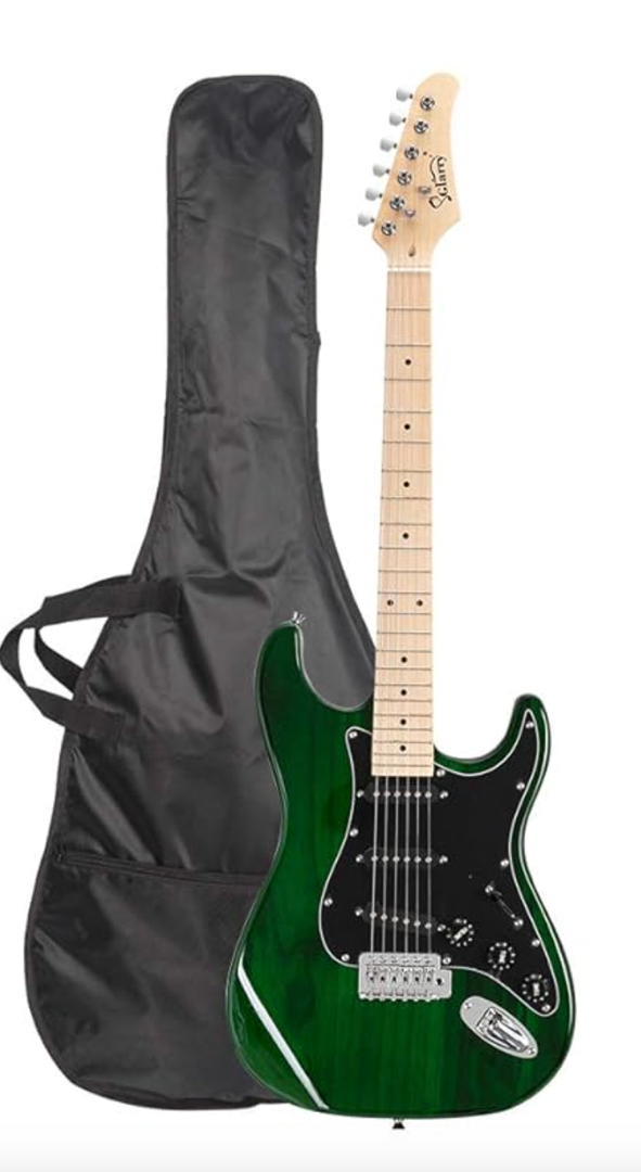 GLARRY Full Size Electric Guitar for Music Lover Beginner with 20W Amp and Accessories Pack Guitar Bag (Green) (39" Right Handed)