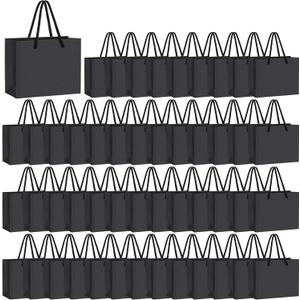 Yexiya Extra Small Black Gift Bags 3.94 x 4.72 x 2.36 Inch Paper Gift Bags with Handle Mini Gift Wrap for Present Craft Party Favor (50 Pcs)