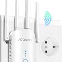 JOOWIN AC1200 WiFi Repeater Signal Booster Dual Band 2.4GHz & 5GHz Extender Compatible With 3 Modes, Repeater With LAN/WAN Port And 4 Antennas 3 dBi