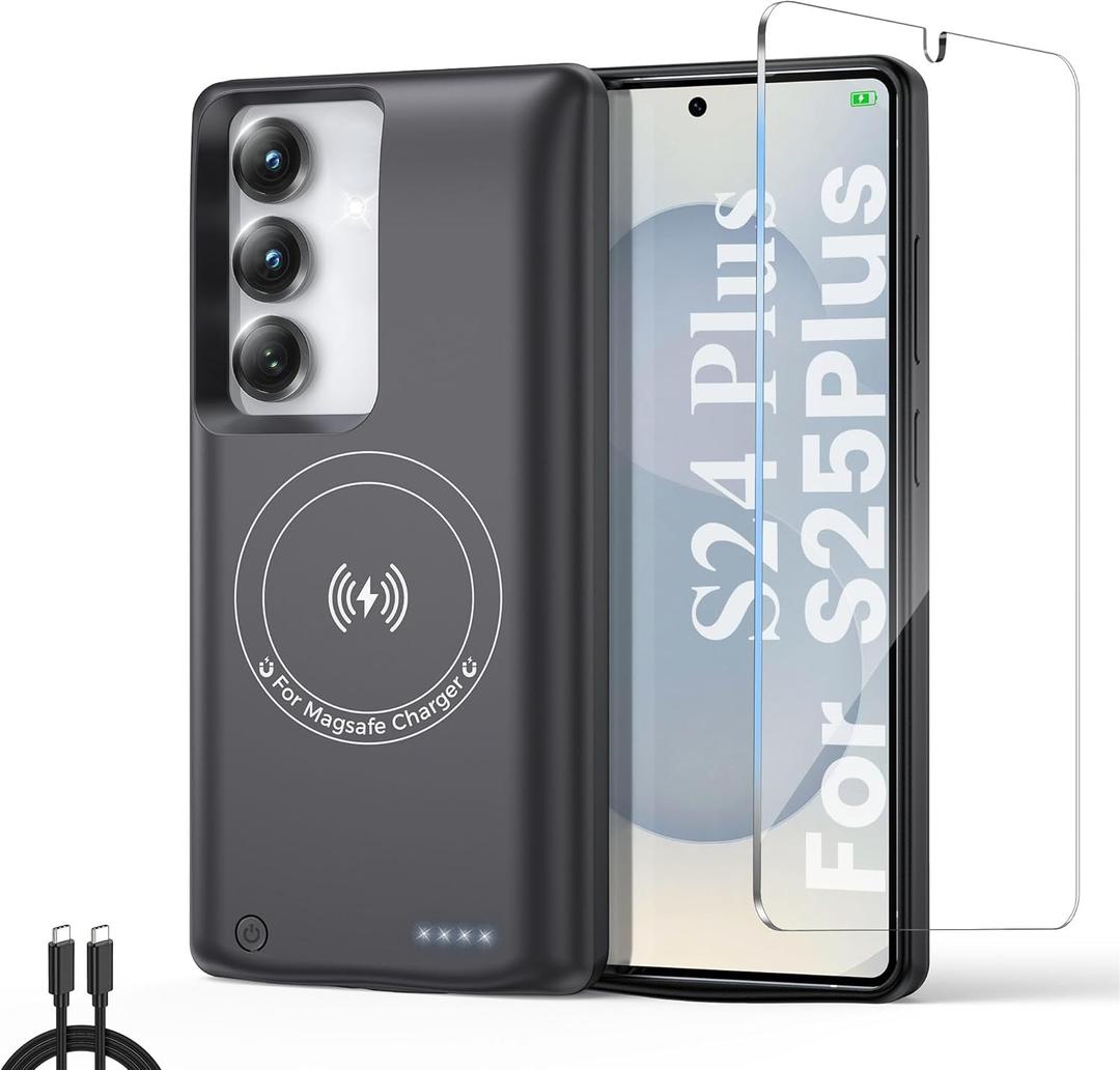 For Samsung Galaxy S23 Plus/Galaxy S22 Plus Battery Case,Real 10000mAh Portable Power Bank Magnetic Wireless Charging,Protective Charger cell phone case with battery pack Rechargeable Anti-Fall