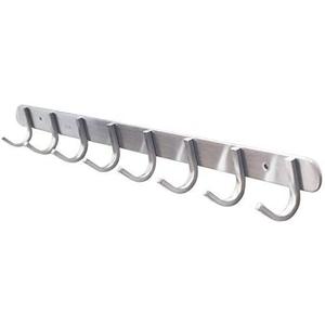 Coat Hook Rack with 8 Square Hooks - Premium Modern Wall Mounted - Ultra durable with solid steel construction, Brushed stainless steel finish, Super easy installation, Rust and water proof