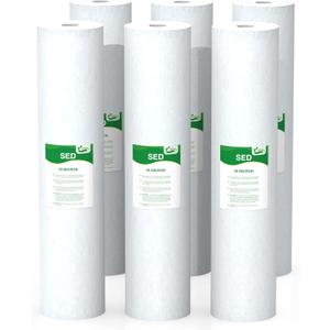 20 Micron Water Filter 20" x 4.5" Replacement Cartridge, 20-inch Sediment Pre-Filters for Whole House Water Filtration, Compatible with SDC-45-2020, FPMB5-20, P5-20, FP25B, 6-Pack