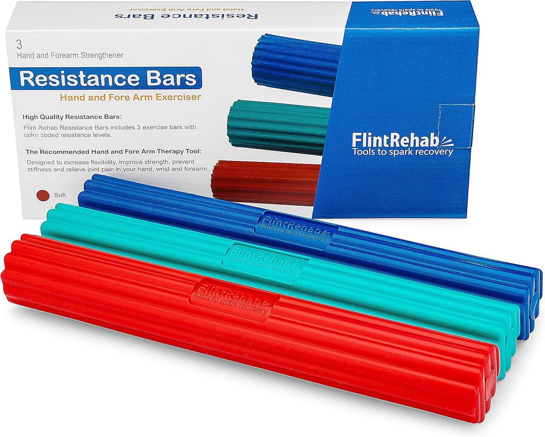 Flint Rehab Flex Bars for Physical Therapy (3 Pack), Hand therapy Flex Bar, Resistance Bar for Golfers Elbow & Tendinitis, Tennis Elbow Exercise Devices, 3 Variable Twist Bar to Improve Grip Strength