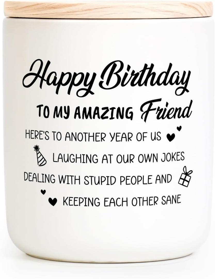 2 x Best Friend Birthday Gifts for Women Men, Funny Friendship Gifts for Woman Candles, Happy Birthday Gift for Friends Sister Bestie BFF Coworker Classmate, Funny Lavender Candles 7Oz, 3.14 inches x 3.7 inches