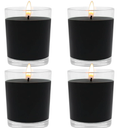 Set of 4 Black Votive Candles for Halloween Pumpkin, Clear Glass Filled Unscented Soy Wax Candle for Dinner, Parties, Home Decorations and DIY