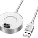 AGVEE 3.3ft Aluminium Ultra Thin Charger Dock Charging Station Compatible with Garmin Watches Vivoactive 3 4, Fenix 7 6 5, Forerunner, Instinct, Venu, Tactix, D2, Quatix, Silver