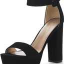 DREAM PAIRS Women's Platform Heel Sandals, Open Toe Ankle Strap Heel Fashion Wedding Party Dress Sandals Shoes (9, Black/Nubuck)