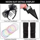 80s costumes for woman, 80s outfit woman costume outfits 21PCS womens 80's shirts accessories dress1980s clothing (Black, L)