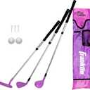 Franklin Sports Golf Set - Youth Adjustable Plastic Golf Club Set - Kids Golf Set with Bag & Balls - Adjustable Length Clubs For Toddlers - Pink