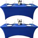 2-Pack 6ft Spandex Table Covers for Rectangle Standard Folding Tables - Wrinkle Resistant Stretch Tablecloths - Ultimate Fitted Table Protector for Parties, Trade Shows, Banquet, Royal Blue