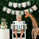 DCJHFJ Wild One High Chair Banner Felt Green Happy Birthday Banner Pre-Strung Birthday Party Decorations for 1st Birthday Decorations Boy