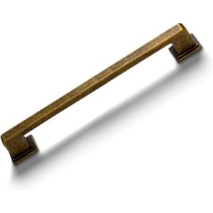 2 x 2 Pack Antique Brass Cabinet Pulls 5"(128mm) Hole Center Kitchen Retro Handles for Furniture and Drawers Vintage Square Dresser Handles Farmhouse Knobs Drawer Pulls Hardware Q-AB128-2