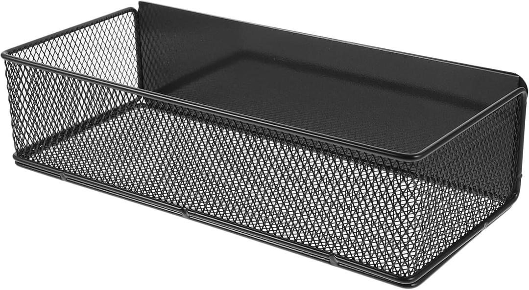 Magnetic Storage Basket for Refrigerator and Washing Machine Easy to Install Side Rack Organizer Mesh Spice Shelf for Space and Keeps Tidy (Black), Pack of 10
