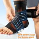 Low-Profile Ankle Braces for Women & Men, Customizable Ankle Compression Sleeve w/Wide Strap, Foot Support Wrap for Plantar Fasciitis Pain Relief, Achilles Tendonitis, Sprain, Black, 1 Pair, Medium
