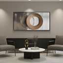 Large Horizontal Modern Wall Art for Bedroom, Framed Neutral Picture Prints, Minimalist White Brown Circle Geometric Painting Artwork Decor for Living Room Dining Room Hallway Office 56x28 Inch