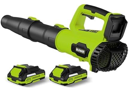 LEAPUL Leaf Blower, 21V Electric Cordless Blower, 2 X 2.0Ah Batteries and Charger Included, Lightweight Leaf Blower for Patio Cleaning, Lawn Care, Blowing Leaves and Dust, etc.