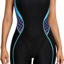 ATTRACO Athletic One Piece Swimsuits for Women Boyleg Swimwear Racerback Bathing Suits (Black, S)