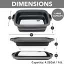 Large Collapsible BBQ Prep Tub with Locking Lid, Basket for Meal Prep Marinating Food Storage, Plastic Cutting Board(4.22 Gal/16L), Camping Sink with Colander, Dish Basin, 20"L x 16.3"W