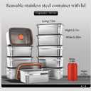 10 Pack Stainless Steel Food Storage Containers with Airtight Lids, 50 Oz Each - Stackable, Leakproof Kitchen/Freezer Meal Prep Containers (Dishwasher Safe)