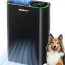 Air Purifier for Large Room, Cleans 2,400 ft in 30 Mins, 3-Stage True HEPA, 360 Airflow, Large Touch Display Control, Real-Time Air Quality (PM2.5) Display, Ultra-Quiet 20dB Sleep Mode, HAP602 Black