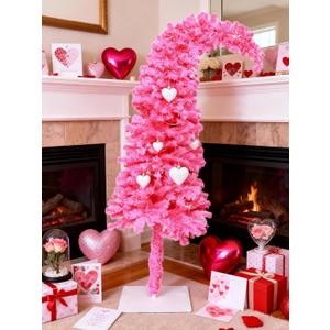 HipTree 5ft Prelit Pink Mothers Day Spring Christmas Tree Decorations with 150 Dual-Color LED Lights,Light Up Xmas Lighted Pencil Tree for Indoor Decor with 525 Tips, Metal Stand, Plug-in Powered, Hot Pink