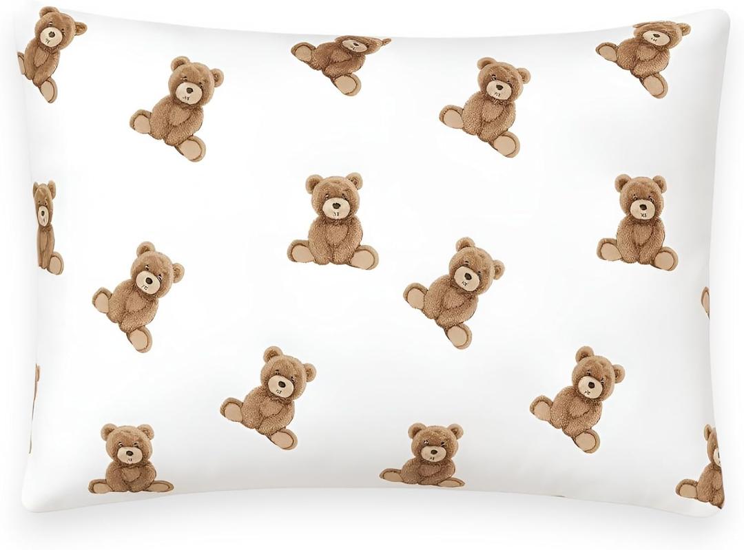 Toddler Pillow with Cotton Pillowcase Soft & Hypoallergenic Kids Pillow, 13x18 Small Pillow for Toddlers Ages 3+, Travel-Friendly & Machine Washable (Bear)