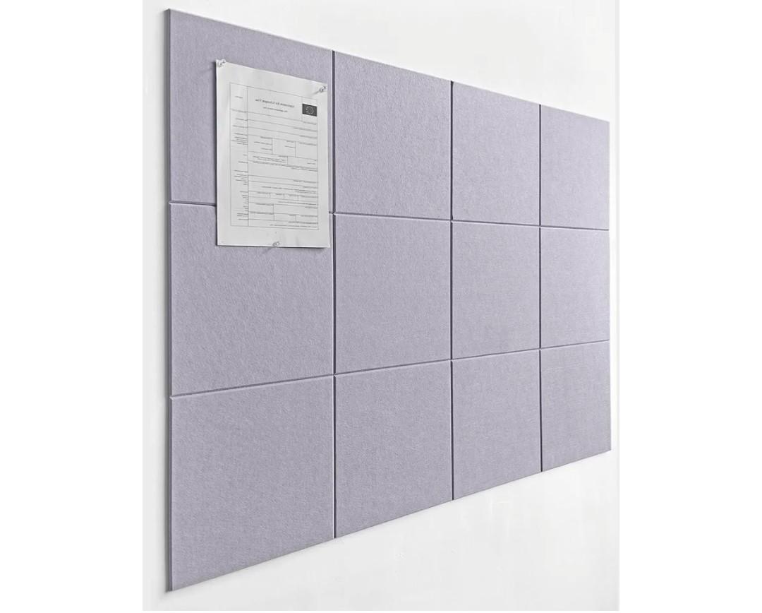Wall Tiles | Large Cork Board Alternative | Aesthetic Felt Bulletin Board for Office, Home & Classroom | Large Cork Boards for Walls Pinboard (12-Pack) | Purple