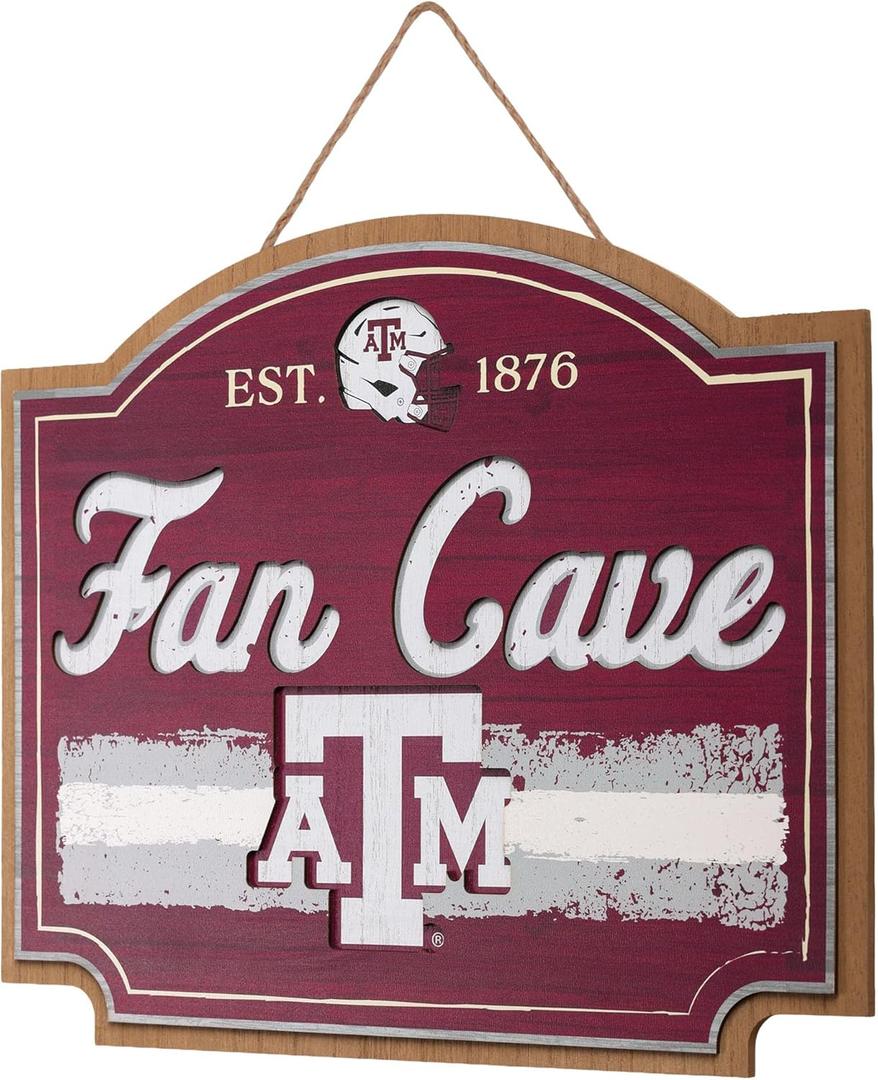 FOCO NCAA Official Primary Logo Established 15" Fan Cave Wall Sign (Texas A&M Aggies, One Size)