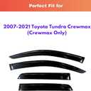 KPY Rain Guards Fit for 2007-2021 Toyota Tundra Crewmax, Out-Channel Window Visors Vent Wind Deflectors 4PC, Truck Accessories for 07-21 Tundra Crewmax (Full-Size Cabs)