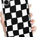 for iPhone 16 Plus Case, Cute Irregular Checkerboard Design Case for Girls Women Men Slim TPU Bumper Anti-Scratch Shockproof Raised Camera Protective Cover for iPhone 16 Plus