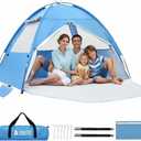 COVACURE 2026 New Upgraded Beach Tent Sun Shelter for 3-4 Person - UPF 50+ UV Protection Beach Shade, Waterproof & Lightweight, Easy Setup Portable Sun Canopy for Camping, Fishing, Beach(Blue)