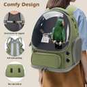 Bird Backpack Carrier Travel Cage with Perch, Tray and Breathable Clear Window, Bird Travel Cage for Cockatiel Caique Conure Quaker, for Vetting Camping Hiking (Green)