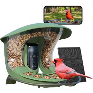 Birdfy 2 Smart Bird Feeder with Camera, Dual-Lens, Solar-Powered, Wireless Birdwatching, Permanent AI Identify 6000+ Bird Species & Motion Detection, Gift Present