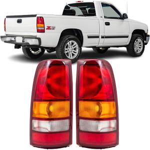 Tail Lights Assembly compatible with 1999-2002 Chevy Silverado 99-06 GMC Sierra 1500 2500 3500 1500 HD 2500HD Taillights Rear Brake Lamp, Red Lens