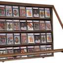 VERANI Baseball Card Display Case - 36 Graded Sports Card Display Frame - Holds Sport Cards with UV Protection Clear View Lockable Wall Cabinet for Football Basketball Hockey Trading Card, Walnut (Large-Horizontal-Walnut-Blacklock)