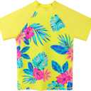 Girls Two Piece Swimsuit Floral UPF 50+ Rash Guard Set Kids Beach Swimwear