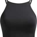 Aqua Eve Women's Sport Bra Bikini Tops Racerback Swimsuit High Neck Bathing Suit Crop Swim Tops Only No Bottom (Black)