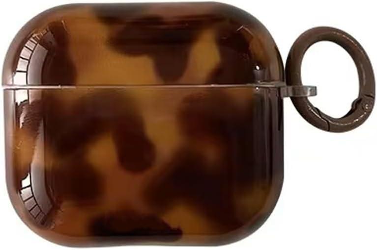 Tortoise Shell Case for AirPods Pro 3rd Generation(2025) Brown Cheetah Print Case with Keychain Protective Cute Case with Lock for Women Men, AirPods Pro 3,Brown Tort