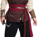 7PCS Mens Pirate Costume Renaissance Costume Outfit Medieval Costume Viking Pirate Accessories Vest Shirts Pants Belt